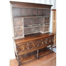 Vintage Antique Style English Carved Oak Dresser 