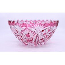 Vintage Bohemian Ruby Overlay Crystal Bowl