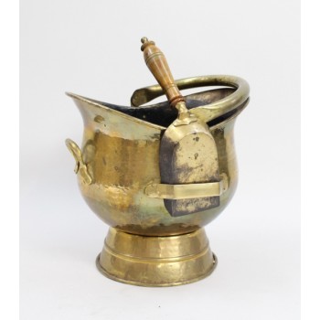 Vintage Brass Fire Coal Scuttle & Shovel 