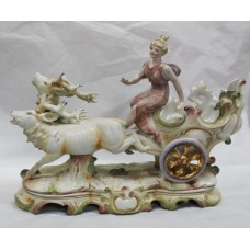 Vintage Continental Porcelain Chariot Sculpture Centrepiece