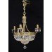 Vintage Crystal Baguette Form Gold Plated 6 Light Chandelier