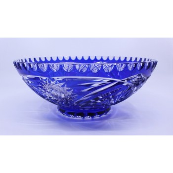 Vintage Czech Blue Cut Overlay glass Bowl