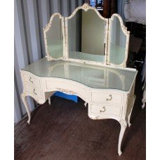 Vintage Olympus Louis XV Style Painted Cream Dressing Table