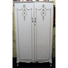 Vintage Olympus Cream Painted Louis XV Style Gents Double Wardrobe