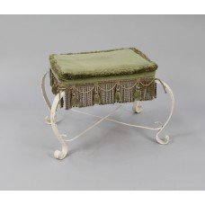 Vintage Shabby Chic Painted Upholstered Foot Stool