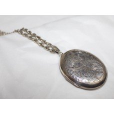 Vintage Engraved Silver Locket on Chain