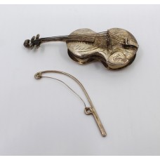 Vintage Sterling Silver Violin Form Pill Box by C J Vander Ltd
