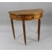 Vintage Stripped Mahogany Carved Demilune Side Table