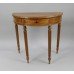 Vintage Stripped Mahogany Carved Demilune Side Table