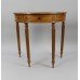 Vintage Stripped Mahogany Carved Demilune Side Table