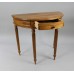 Vintage Stripped Mahogany Carved Demilune Side Table