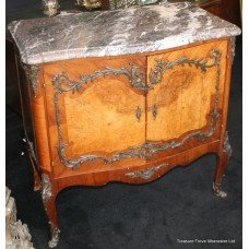 Walnut Marble Topped Commode with Heavy Bronze Mounts