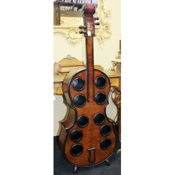 Unusual Walnut Style Cello Drinks Wine Bottle Rack Cabinet