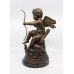 Winged Bronze Cupid Sculpure on Marble Base