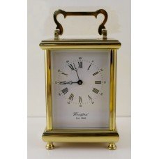 Woodford England Gold Plated Mechanical Carriage Clock