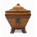 Edwardian Yew Wood Sarcophagus Tea Caddy Box